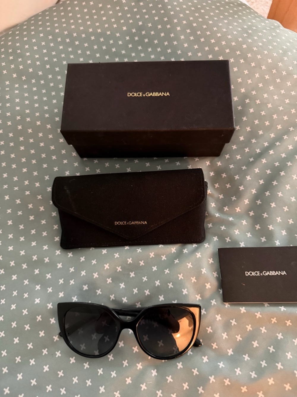 Dolce & Gabbana Black Cat-Eye Sunglasses with Black Case and Box